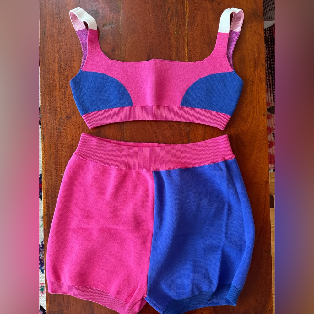 Nagnata pink and blue bra and short set